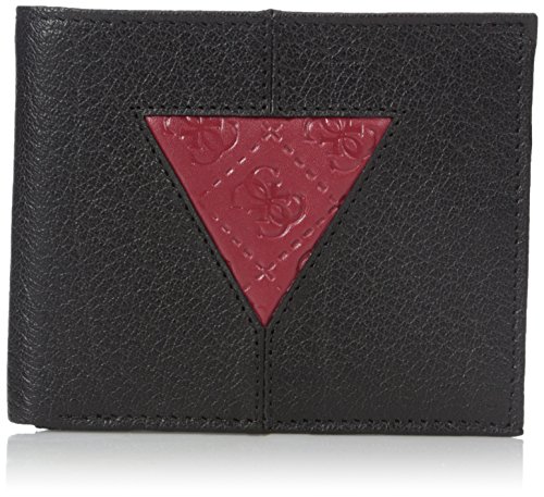 Guess Men s Culver Double Billfold Wallet, Black/Red, One Size