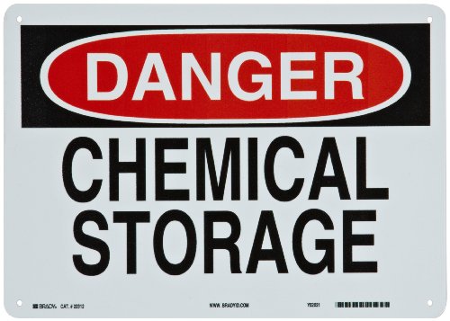 Brady 22312 10 Height, 14 Width, B-401 Plastic Black And Red On White Color Chemical And Hazardous Sign, Legend Danger Chemical Storage