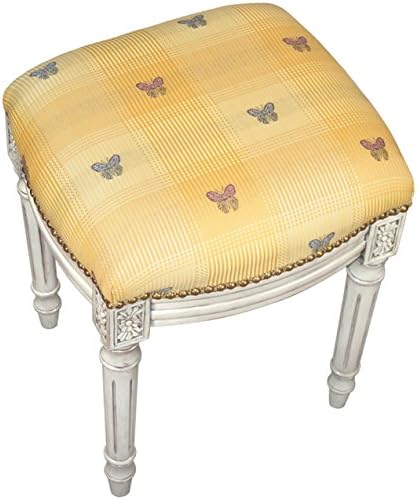 SketchONE Upholstered, Butterfly Vanity Stool, Yellow