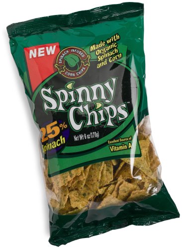 Spinny Chips, Spinach Infused Corn Chips, 6-Ounce Bags (Pack of 12)