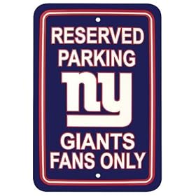 NFL Giants 12 by 18 Fan Parking Sign