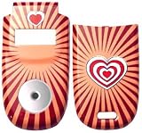 Red Heart Strips - Motorola V220 Faceplate Cell Phone Cover - V220 Cell Phone Front Cover/ Battery Door Cover Hard Face plate