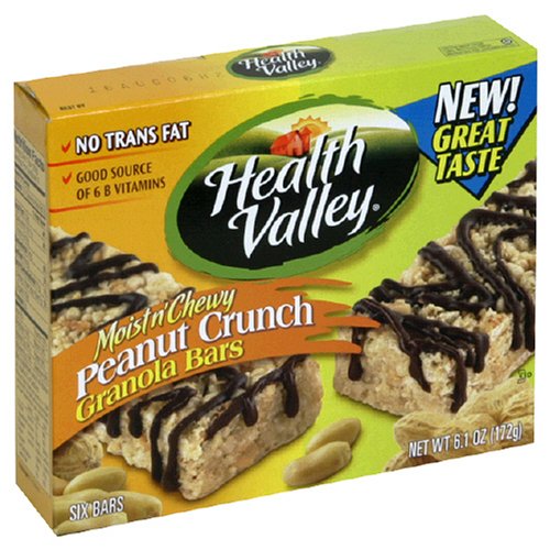 Health Valley Bars, Chewy Peanut Crunch, 6-Count Boxes (Pack of 12) by Health Valley