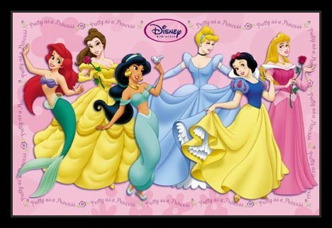 Disney (Pretty As a Princess) Movie Black Wood-Mounted Poster Print (Unframed and Framed also available) - 24" X 36"