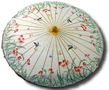 Large Handpainted Chinese Paper Parasol in Natural White with Butterfly Design
