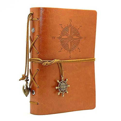 Travel Vintage Journal, Pu Leather Cover Blank Notebook