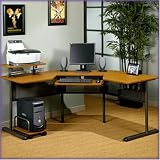 Power Center III Corner Computer Desk in Pewter and Teak Finish By Studio RTA Furniture
