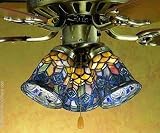 LAMPS BEAUTIFUL Tiffany Style Peacock Feather Ceiling Fan Light Shade by Meyda Tiffany