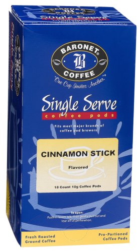 Baronet Coffee Cinnamon Stick Coffee Pods, 18-Count Boxes (Pack of 4) by Cinnamon Sticks