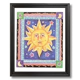 Celestial Sun Galaxy Kids Room Wall Picture Black Framed Art Print