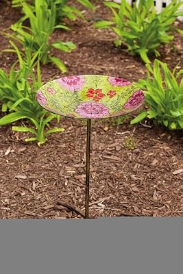 English Garden Glass Birdbath