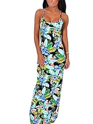 Floral Print Polyester/Spandex Sleeveless Floor Length Maxi Dress 