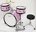 Crescent Pink 16 Inch Beginner Junior Drum Set with Bass, Snare, Tom, Cymbal, and Seat