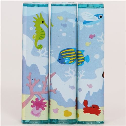 Imagen 2 de Capuchones lápiz kawaii animales marinos y peces pegatinas