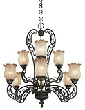 World Imports Unexpected Iron 3 Light Mini Chandelier With Hand Painted Tulip glass