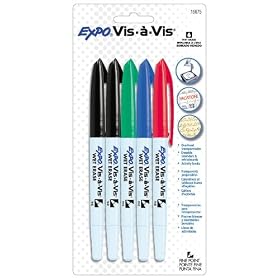 Expo Vis-A-Vis Wet Erase Markers, 4 Colored Markers(16675B)