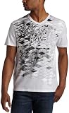Calvin Klein Men's V-Neck Graphic Tee,White,Large