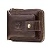 BULLCAPTAIN Genuine Leather Wallet for Men Large Capacity ID Window Card Case with Zip Coin Pocket QB-231 (Coffee)
