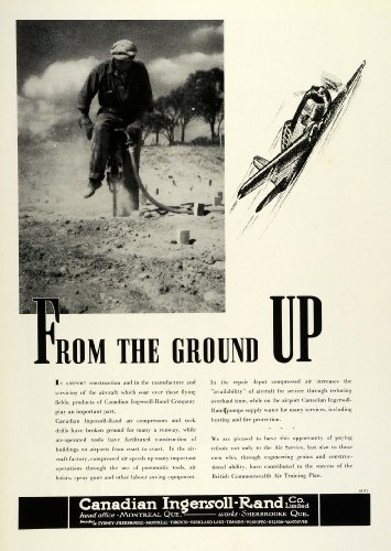 1942 Ad Canadian Ingersoll Rand Co Montreal Air Compressors Rock Drills Tools - Original Print Ad