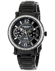 Akribos XXIV Womens AKR472BK Lady Diamond Collection Diamond Swiss Day and Date Watch