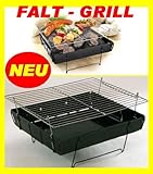 Faltgrill aus Metall mit Standfüßen und Griffen