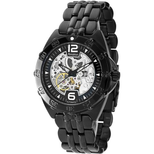 Armitron Mens's Black Automatic Watch With Engraved Bezel