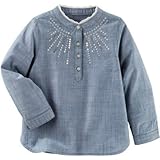 オシュコシュ OSHKOSH/ スパークルポップオーバーシャンブレートップ シャンブレー トップス長袖シャツ 9ヶ月【並行輸入】
