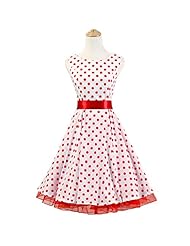 Cotton Polka Dot Print Sleeveless Vintage Evening Dress/Prom Dress/Wedding Party Dress 