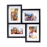4-Opening Matted Float Frame - Black (4x6")