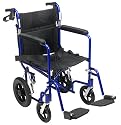 Medline Transport Wheelchair with Brakes, Blue
