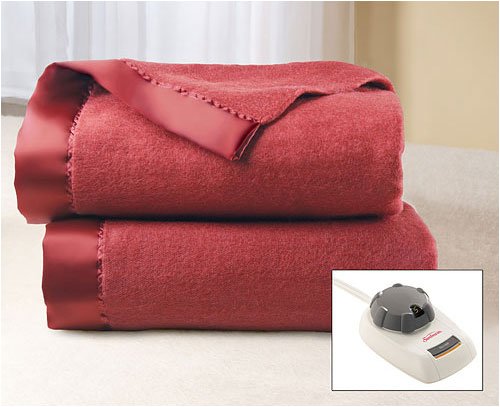 Sunbeam King Cranberry Dual-Control Electric Heated Warming Blanket