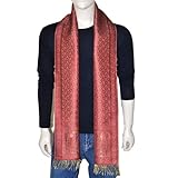 Neck Scarf Men Fashion Silk Jacquard Paisley Patterns 10x78 inches (Red)