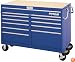 Waterloo MG5612BU 56-Inch Wide by 30-Inch Deep by 42-1/4-Inch High Extreme Use Blue Tool Cart with 12 Ball Bearing Drawers and Roll Cage Construction