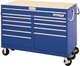 Waterloo MG5612BU 56-Inch Wide by 30-Inch Deep by 42-1/4-Inch High Extreme Use Blue Tool Cart with 12 Ball Bearing Drawers and Roll Cage Construction