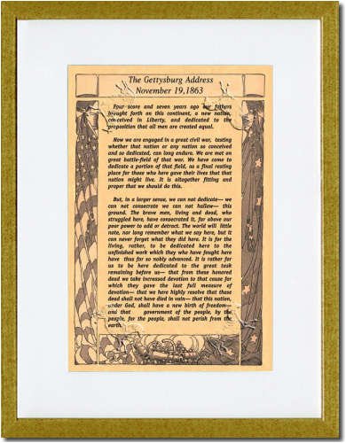 Gold Framed/Matted Print 17x23, The Gettysburg Address