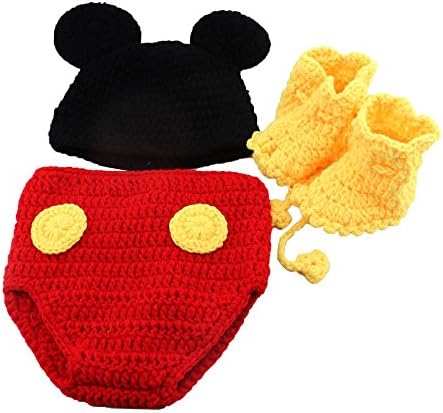 Baby Crochet Hat Pants Set Handmade Infant Photography Props Costume Boys Crochet Beanies