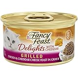 Fancy Feast Wet Cat Food, Delights with Cheddar, Grilled Chicken & Cheddar Cheese Feast in Gravy, 3-Ounce Can, Pack of 24