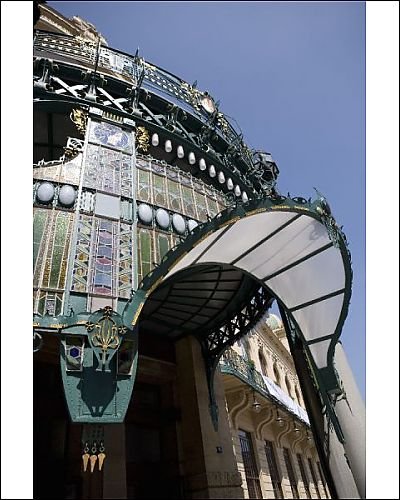 Photographic Prints of Art Nouveau stained glass in entrance porch of the Municipal House, Old Town, from Robert Harding