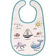 Washable Bib Baby Cie La Mer: Ocean or Seaside Melamine Colorful Dinner Ware with Wording