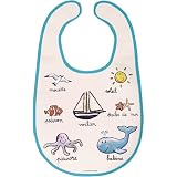 Washable Bib Baby Cie La Mer: Ocean or Seaside Melamine Colorful Dinner Ware with Wording