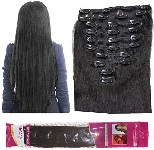 Ibeshion Thick Remy Edition 10 pcs 26 Clips 20 Inch 180 Grams Remy Human Hair Clip In Extensions Full Head 1b Natural Black Straight Hair