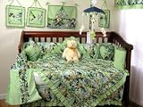 NEW GREEN TRAVEL BABY CRIB BEDDING 9PIECE SET BUMPER QUILT