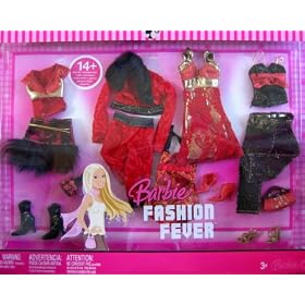 Barbie Fashion Fever - Lots of Looks! Fashion Clothes in Red, Gold + Black - 2007 Mattel by Barbie