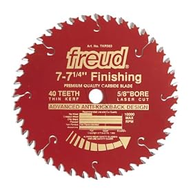 Freud TKR303 7-1/4-Inch 40 Tooth ATB Thin Kerf Teflon Coated Finishing Saw Blade with 5/8-Inch and Diamond Knockout Arbor