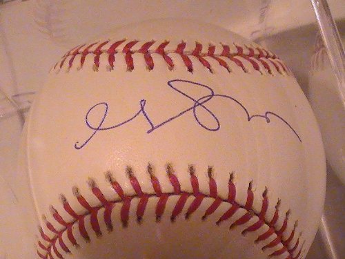 GRADY SIZEMORE SIGNED AUTOGRAPHED RAWLINGS BASEBALL CLEVELAND INDIANS, COA TRI STAR HOLOGRAM