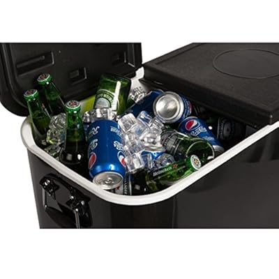 HIO 80 Qt Outdoor Patio Cooler Table On Wheels, Rolling Cooler, Black