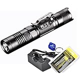 Rechargeable Bundle: 2015 Version 1000 Lumens Nitecore P12 Compact Tactical LED Flashlight, Genuine Nitecore 18650, Charger and Bright Lumentac Keychain Light