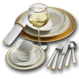 International Table for 4 - Gold Banded Dinnerware Set