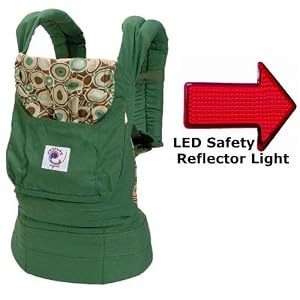 Ergo Baby BCO313PR Organic River Rock Green Baby Carrier and LED Safety Reflector Light