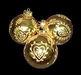 Set of 3 Glittery Shiny Gold Glass Ball Christmas Ornaments 3.25